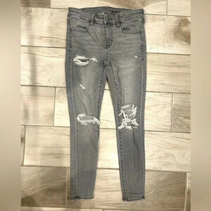 American Eagle Outfitters Gray Ripped Jeggings